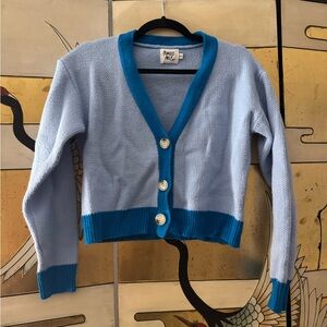 Princess Polly Sky Blue Cardigan with Teal Trim